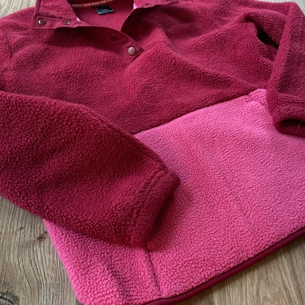 Tek Gear Color Block Pink Fleece Pullover Quarter Neck with  snaps - Picture 4 of 9